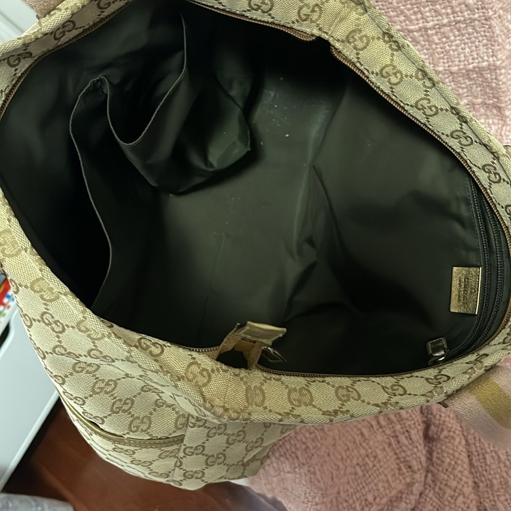 Authentic Gucci Monogram Web Large Tote Bronze Lu… - image 5